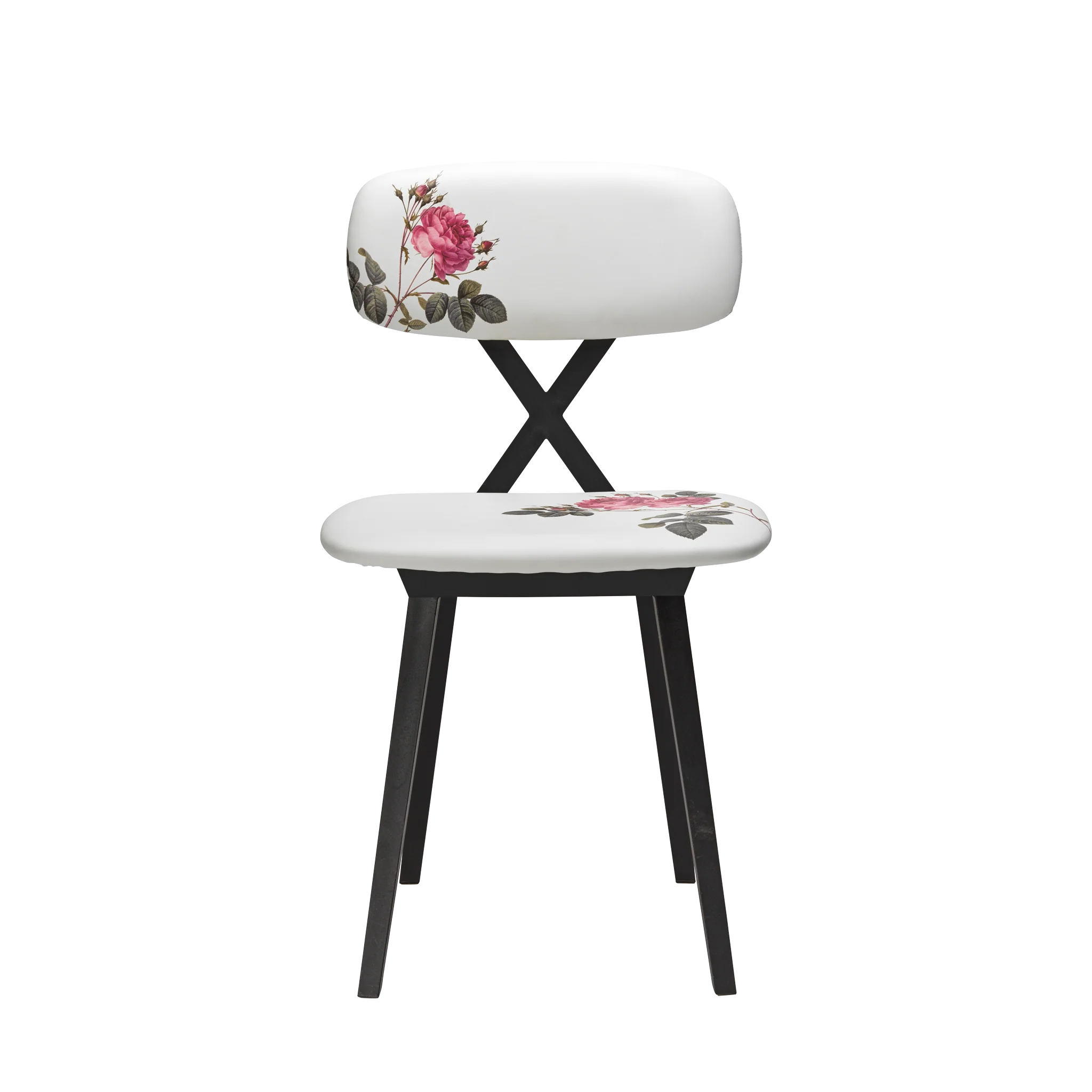 Sedia X con cuscino di fiori - Set di 2 pezzi