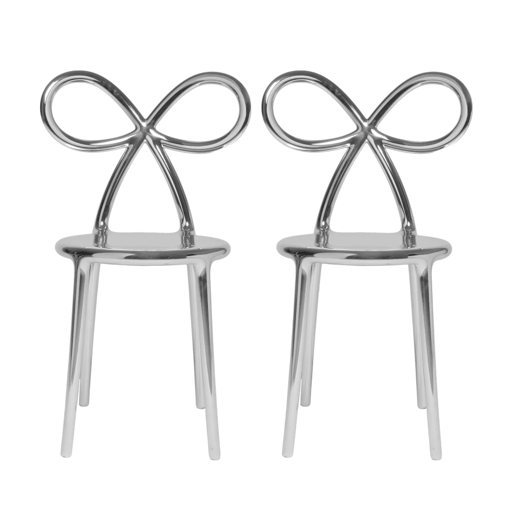 Sedia a nastro finitura in metallo - Set di 2 pezzi