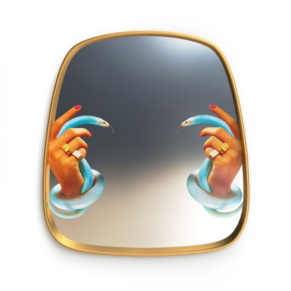 Specchio con Cornice Dorata - Mani con Serpenti