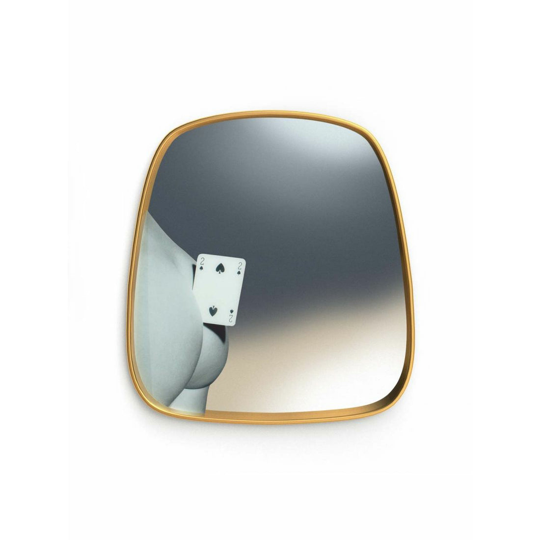 Specchio con cornice dorata Due di picche